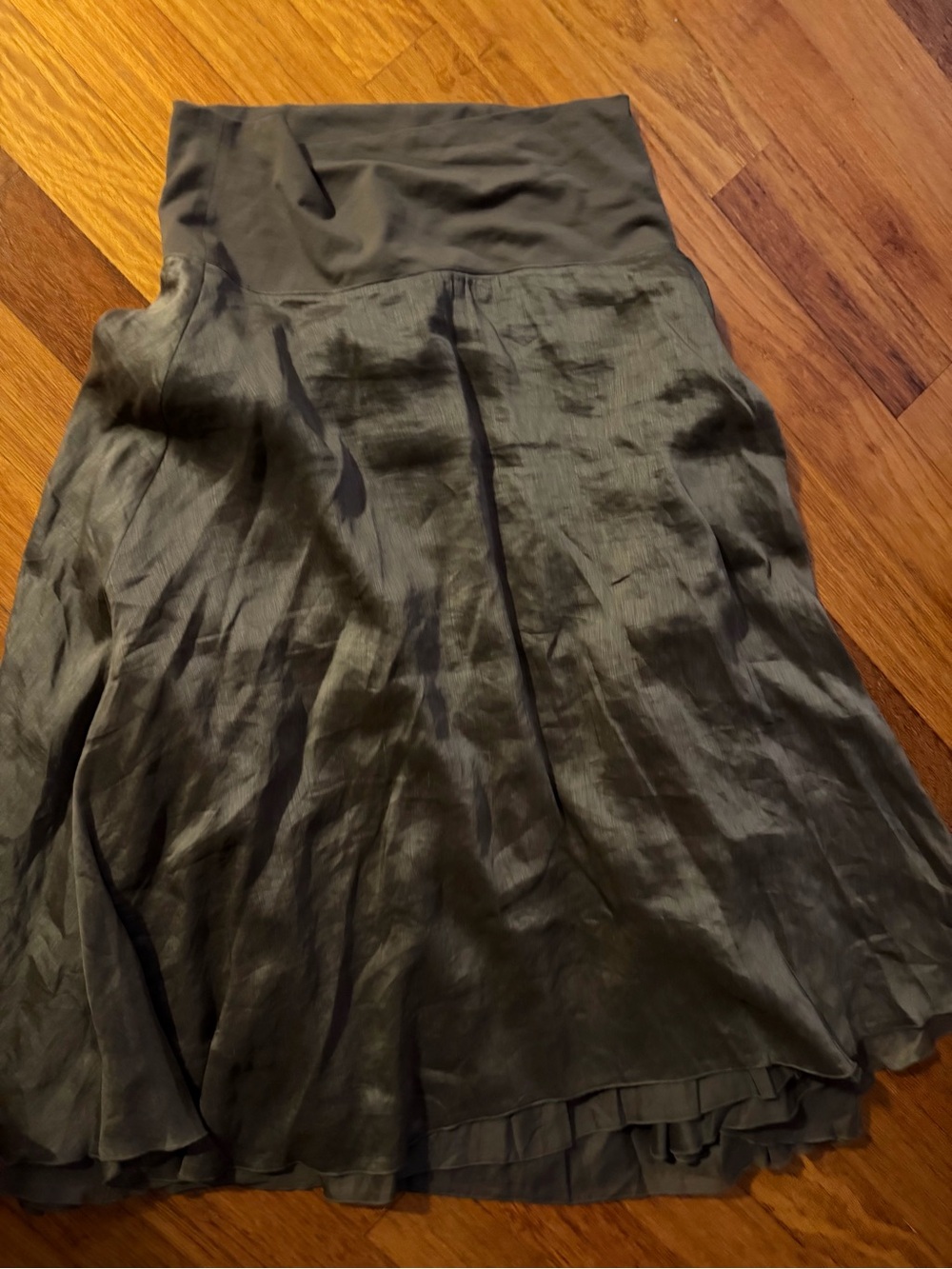 Eileen Fisher Dark Brown High-Low linen Satin Skirt - Picture 12 of 16